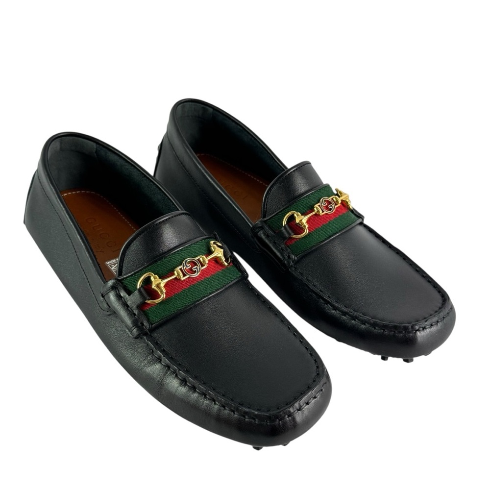 GUCCI 624698 Black Leather Horsebit Men's Moccasin Loafers 6 - 6.5US - Picture 6 of 11